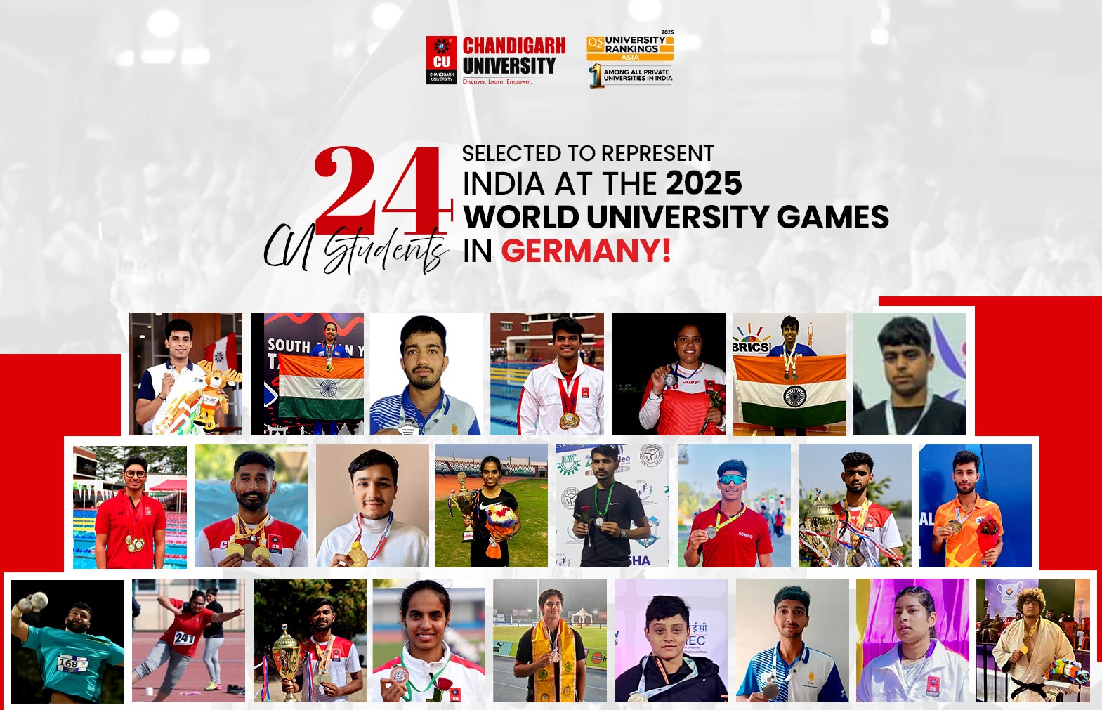 Rhine-Ruhr 2025 FISU World University Games: 24 CU Students Selected to Represent India at the 2025 World University Games in Germany!